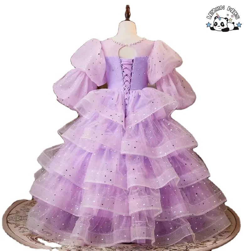 LEZONKIDS - Customizable Wedding Sequin Fairy Frock Puffy Luxury Fancy Birthday Tulle Princess Ball Gown Flower Girls' Dresses for Kids